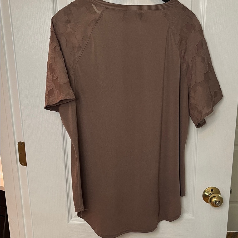Nordstrom Rack Mocha Blouse with Floral Sleeves - Picture 4 of 9